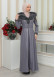 FUR HOODED BELT HIJAB LEATHER COAT 1348 Gri