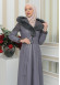 FUR HOODED BELT HIJAB LEATHER COAT 1348 Gri