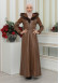 FUR HOODED BELT HIJAB LEATHER COAT 1348 taba