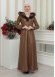 FUR HOODED BELT HIJAB LEATHER COAT 1348 taba