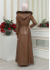 FUR HOODED BELT HIJAB LEATHER COAT 1348 taba