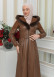 FUR HOODED BELT HIJAB LEATHER COAT 1348 taba