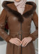 FUR HOODED BELT HIJAB LEATHER COAT 1348 taba