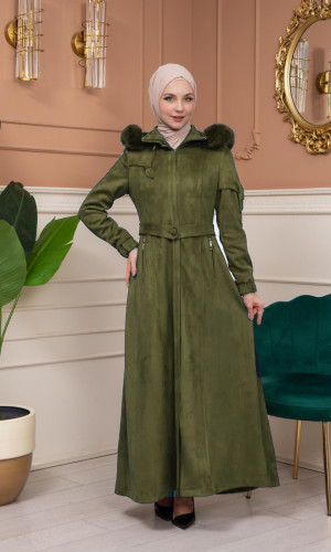 Shaomah Winter Coat with Fur Hood - Code 1361 - Khaki