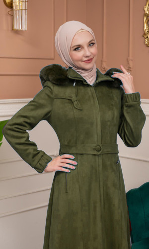 Shaomah Winter Coat with Fur Hood - Code 1361 - Khaki
