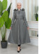 Furry Hooded Faux Leather Short Trench Coat with Tunnel Waist 1344 Gri