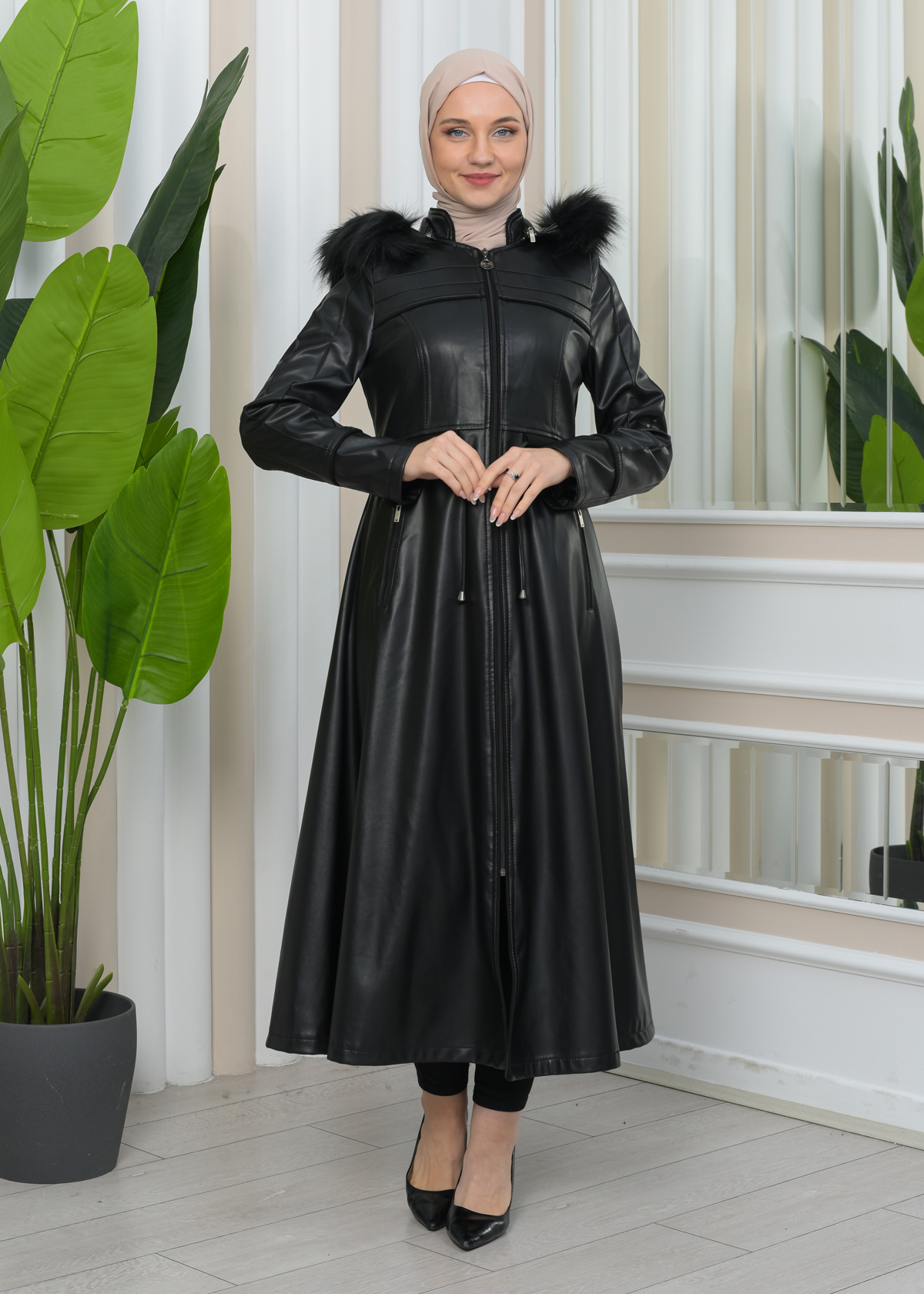 44 ファッション theredthread fur embroidery trench short