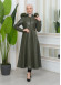 Furry Hooded Faux Leather Short Trench Coat with Tunnel Waist 1344 Haki