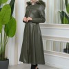 Furry Hooded Faux Leather Short Trench Coat with Tunnel Waist 1344 Haki
