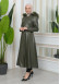 Furry Hooded Faux Leather Short Trench Coat with Tunnel Waist 1344 Haki