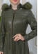 Furry Hooded Faux Leather Short Trench Coat with Tunnel Waist 1344 Haki