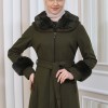 مانطو شاموا نسائي شتوي مع كابيشون فرو 1353 Haki