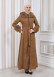 FURRY HOODED ZIPPERED OVERSIZED SUEDE TOPCOAT 1353 taba