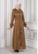 FURRY HOODED ZIPPERED OVERSIZED SUEDE TOPCOAT 1353 taba