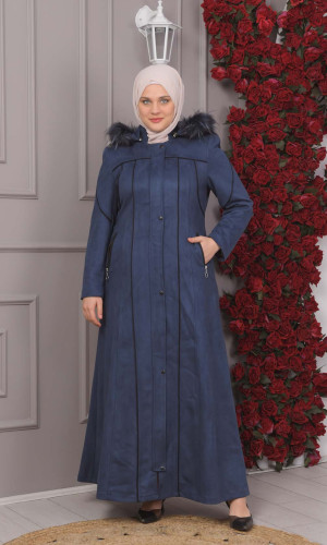 مانطو شاموا نسائي شتوي فرو 1354 - كحلي