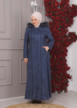 مانطو شاموا نسائي شتوي فرو 1354 - كحلي