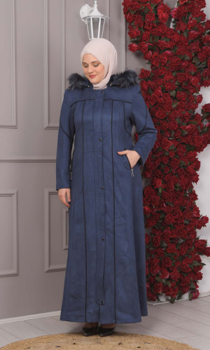 مانطو شاموا نسائي شتوي فرو 1354 - كحلي