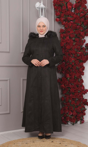 مانطو شاموا نسائي شتوي فرو 1354 - اسود