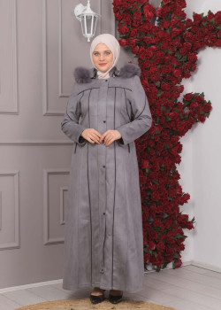 مانطو شاموا نسائي شتوي فرو 1354 - فضي