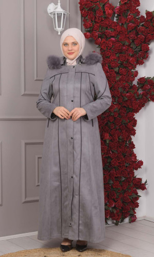 مانطو شاموا نسائي شتوي فرو 1354 - فضي