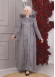 FURRY HOODED ZIPPERED OVERSIZED SUEDE TOPCOAT 1354 Gri