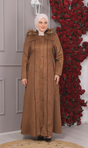 مانطو شاموا نسائي شتوي فرو 1354 - بني