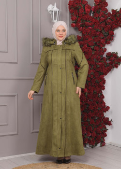 مانطو شاموا نسائي شتوي فرو 1354 - زيتي