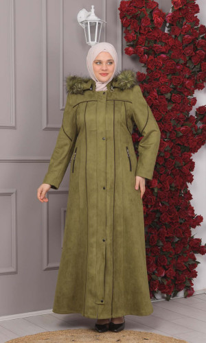 مانطو شاموا نسائي شتوي فرو 1354 - زيتي