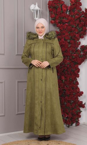 مانطو شاموا نسائي شتوي فرو 1354 - زيتي