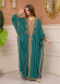 Belted Lace Dubai Kaftan Evening Dress 4106 - green