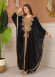 Kuşaklı Dantelli Dubai kaftan Abiye Elbise 4106 - Siyah