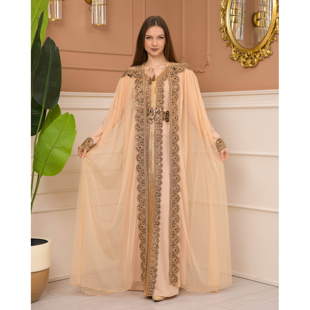 美品 Cristaseya WOOL CAFTAN DRESS キャメル - メルカリ