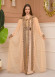 Kuşaklı Dantelli Simli kaftan Abiye Elbise 4107 - Bej