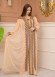 Kuşaklı Dantelli Simli kaftan Abiye Elbise 4107 - Bej