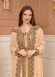 Kuşaklı Dantelli Simli kaftan Abiye Elbise 4107 - Bej