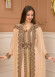 Kuşaklı Dantelli Simli kaftan Abiye Elbise 4107 - Bej