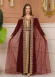Belted, Lace, Silvery Caftan Evening Dress 4107 - burgundy