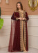 Belted, Lace, Silvery Caftan Evening Dress 4107 - burgundy