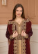 Belted, Lace, Silvery Caftan Evening Dress 4107 - burgundy