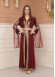 Kuşaklı Dantelli Simli kaftan Abiye Elbise 4108 - Bordo