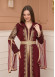 Belted, Lace, Silvery Caftan Evening Dress 4108 - burgundy
