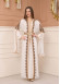 Kuşaklı Dantelli Simli kaftan Abiye Elbise 4108 - Beyaz