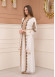 Kuşaklı Dantelli Simli kaftan Abiye Elbise 4108 - Beyaz
