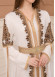 Kuşaklı Dantelli Simli kaftan Abiye Elbise 4108 - Beyaz