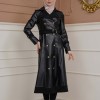 1334 ترانشكوت نسائي جلد مع حزام Siyah