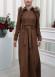 FUR HOODED BELT HIJAB SUET TOPCOAT 1340 Kahverengi