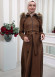 FUR HOODED BELT HIJAB SUET TOPCOAT 1340 Kahverengi
