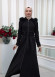FUR HOODED BELT HIJAB SUET TOPCOAT 1340 Siyah
