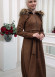 FUR HOODED BELT HIJAB SUET TOPCOAT 1340 Kahverengi