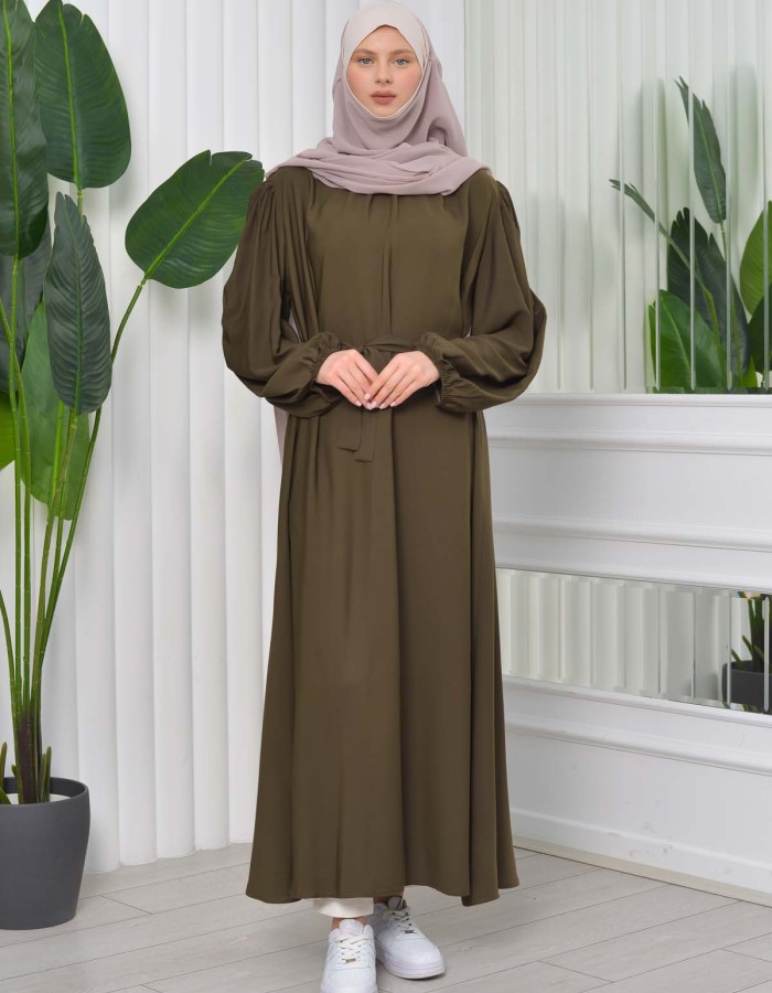 Simple & Long Hijab Dress 827 - khaki